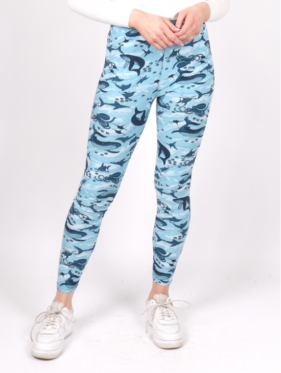 Plus Size Marine Print Stretchy Leggings